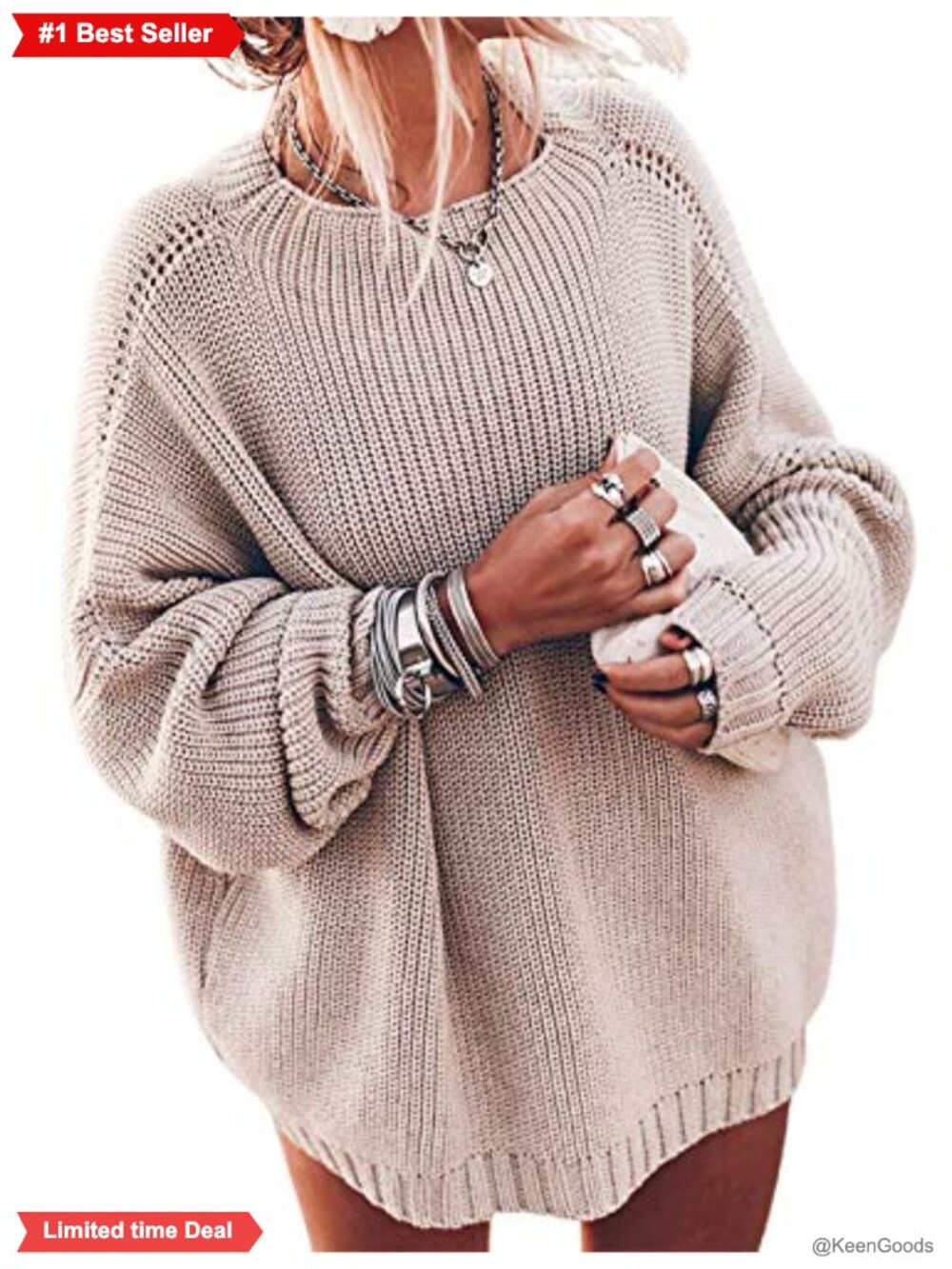 Oversized Batwing Sleeve Mock Neck Chunky Knit Pullover Sweater
